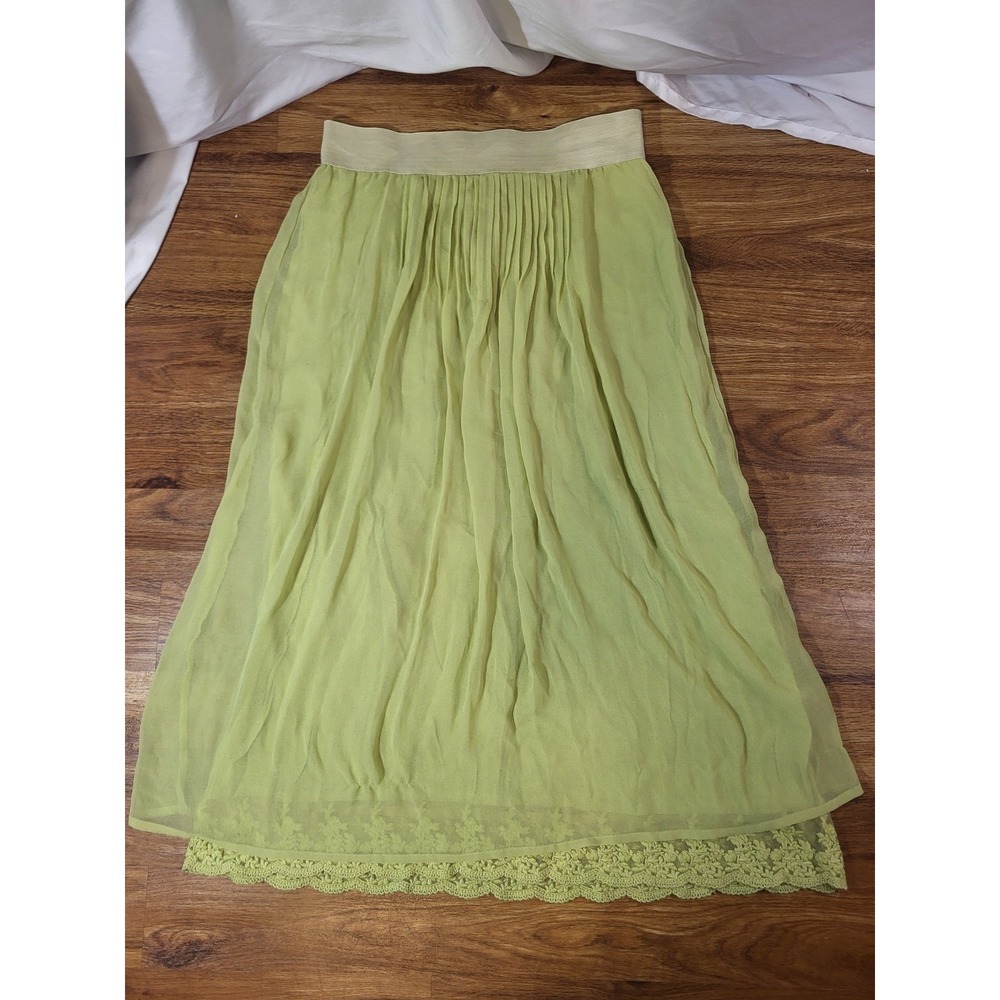 April Cornell Womens S Sage Green Chiffon Overlay Lace Cottagecore Fairy Skirt